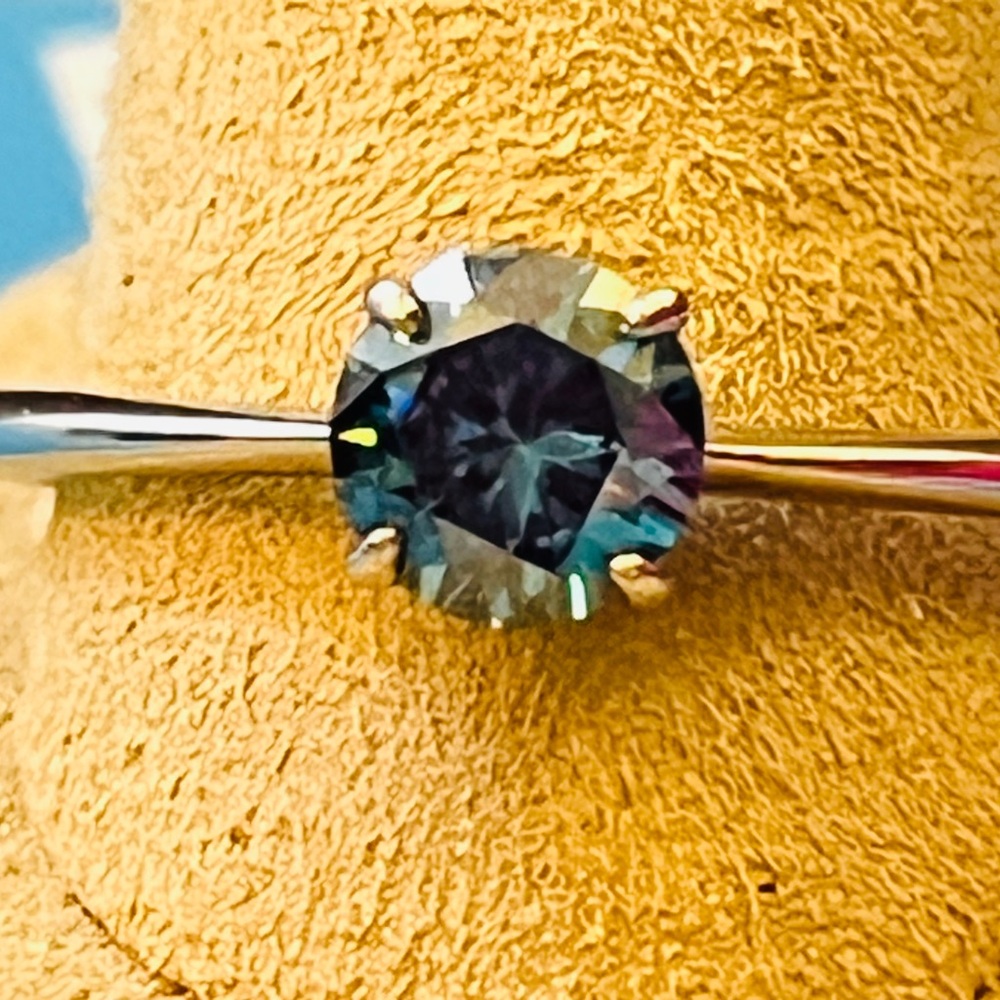 Royal Blue 6.5mm diameter AAA Round Moissanite, 925 Sterling Silver